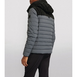 Veste d'hiver pour homme, noire, matelassée, col montant, coupe-vent, coupe ajustée, rembourrée de duvet, style décontracté - Product Image 4
