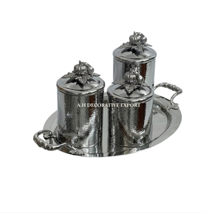 Elegante Juego de Recipientes Metálicos Dorados con Diseño Martillado, Tema Otoñal, Adornos de Calabaza, Juego de 4 Piezas Decorativas para Servir en Mesa con Bandeja - Product Image 3