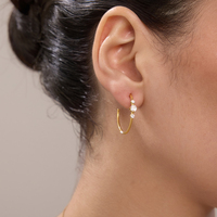 Boucles d'oreilles créoles J&D rondes en acier inoxydable 316L plaqué or 18 carats avec zircons blancs dégradés, style vintage pour femme