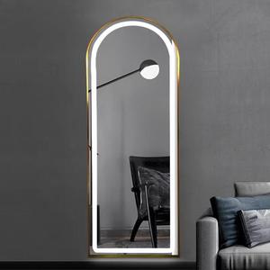 Miroir LED arqué de luxe pleine longueur avec cadre doré, fixation murale, interrupteur tactile, design moderne - Daystar Trade DST-AT-215 pour salle de bain - Product Image 2