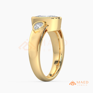 14K Yellow Gold Oval Cut Moissanite Three <b>Stone</b> Engagement Ring Luxury Bridal Jewelry USA Trending Gift - Product Image 6