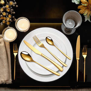 Ensemble de couverts modernes en acier inoxydable doré, style indien, pour mariages, restaurants et grands dîners, design classique - Product Image 4
