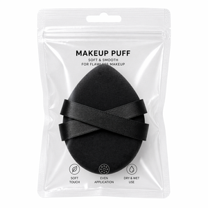 <b>Makeup</b> Sponge with Custom Logo Printed Black Soft Powder Puff for Professional Daily Cosmetic Beauty <b>Tool</b> - Product Image 1