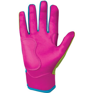 Gants de frappeurs à manchette courte pour la série originale, bleu/rose, unisexe, tailles adultes, en cuir Cabretta de qualité supérieure, pour main droite, avec fermeture auto-agrippante - Product Image 2