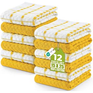 Set di 12 Asciugamani Super Morbidi 15 X 25 Pollici, 100% Cotone Filato ad Anelli, per Cucina, Tè e Bar, Altamente Assorbenti - Product Image 3