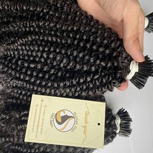 Livraison gratuite, vente en gros, fournisseur de cheveux humains bruts, non traités, brésilien indien, crépus bouclés, kératine, Extension pré-collée - Product Image 6