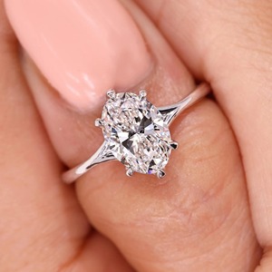 Lab Grown Diamond <b>Ring</b> Tulip Prongs, 2 CT Oval Lab Grown Diamond <b>Ring</b> for Women, <b>Split</b> Shank Wedding <b>Ring</b> Gold, IGI Certified - Product Image 4