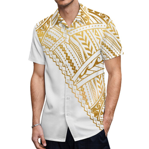 Camisas de Satén con Estampado Hawaiano Personalizables de Alta Calidad para Hombre - Diseño Polinesio, Cuello Redondo, Manga Corta, Verano - Product Image 1