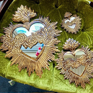 Metal Sacred Milagros Espejo Corazón Sagrado Corazón Marco Vintage Decoración para colgar en la pared - Product Image 5