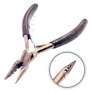 Alicates Profesionales de 3 Orificios para Extensiones de Cabello Color Oro Rosa de 5.5 Pulgadas |   Herramienta de Acero Inoxidable para Abrochar Anillos Micro y Cerrar Cuentas - Product Image 4