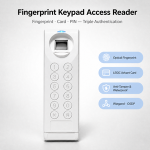 Lecteur de contrôle d'accès intelligent avec clavier à empreintes digitales, étanche, compatible Wiegand et OSDP - Product Image 2