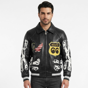 Veste universitaire en toile avec logo personnalisé pour hommes, style streetwear, broderie noire, respirante, coupe-vent, 100% coton - Product Image 1