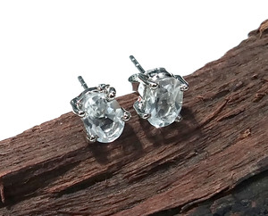 Pendientes de Topacio Blanco Natural, Plata de Ley 925, Piedras Preciosas Transparentes, Joyería Minimalista de Piedra de Nacimiento, Certificados y a la Moda - Product Image 2
