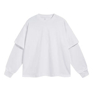 Camiseta de Manga Larga para Hombre, Cuello Redondo, Color Sólido, Estilo Casual, Tejido de Punto, 100% Algodón Jersey, Corte Holgado, Doble Capa, Estilo Urbano - Product Image 2