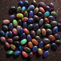 Cabochon d'opale éthiopien noir, pierre précieuse, opale