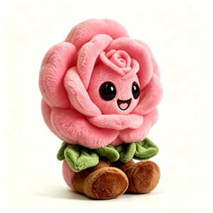 Peluche de rosa rosada, lindo peluche de flor sonriente, muñeco de peluche floral antropomórfico kawaii, regalo de San Valentín - Product Image 1