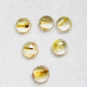 Compre cabujón liso redondo de corte rosa de Cuarzo rutilado dorado Natural de 10mm cuarzo de piedras preciosas sueltas de alta calidad para hacer joyas - Product Image 1