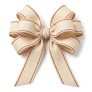 ริบบิ้นโกรเกรนสีครีมขนาด 25 มม. ยี่ห้อเนลกามัล อินดัสทรีส์ พร้อมขอบเย็บสีแดง สำหรับงานเย็บปักถักร้อย งานฝีมือ อุปกรณ์ตกแต่งเสื้อผ้า และบรรจุภัณฑ์ - Product Image 5