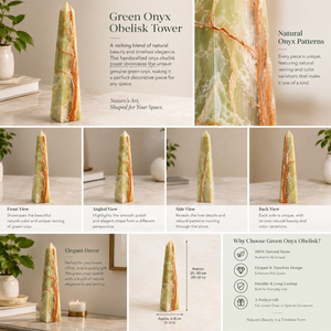 Pilar de Ónix Verde Natural, Obelisco Decorativo Pulido de Feng Shui para Decoración de Mesa en el Vestíbulo de Hoteles - Product Image 3
