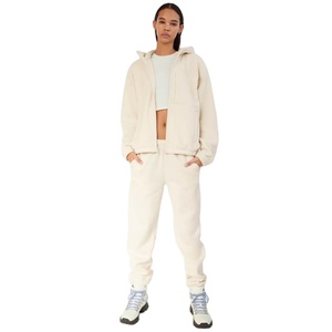 Pull-over de sport épais en polaire éponge française avec logo personnalisé, couleur unie 100% coton sweat-shirt à capuche zippé surdimensionné pour femme - Product Image 5