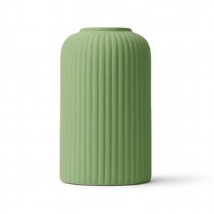 Vase en céramique européenne côtelé vert, poterie moderne en porcelaine, récipient à fleurs décoratif pour table, salon, décoration intérieure - Product Image 3