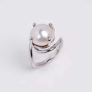 Natural Pearl <b>Ring</b> 925 Sterling Silver Bypass Design Prong Setting Elegant <b>Statement</b> White <b>Ring</b> Womens Jewelry Gift Classic - Product Image 1