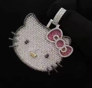 Colgante de Hello Kitty con Brillantes, Gato Adorable para Mujer, Plata de Ley, Joyería Fina con Incrustaciones de Diamantes, Colgantes y Dijes, Regalo para Ella - Product Image 1