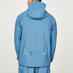 Unisex Blue Hooded <b>Waterproof</b> <b>Tracksuit</b> Lightweight Quick Dry Sporty Full Zip Jacket Pants Set Solid Color Streetwear Winter - Product Image 3