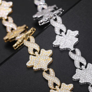 Collier pour homme ZAWO S925 en moissanite, motif papillon et chaîne infinie, entièrement fait main, brillant comme un diamant, provenant d'Inde. - Product Image 4