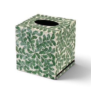Cubierta para Caja de Pañuelos con Diseño de Hojas Hecha a Mano, de Resina y MDF, Porta Servilletas Decorativo Cuadrado para Baño, Dormitorio u Oficina - Product Image 3