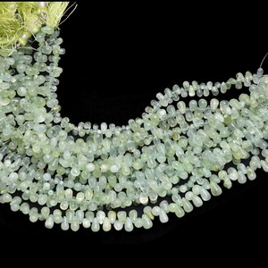 Perles de prénite en forme de goutte, lisses, de 3 mm à 5 mm, pierres précieuses naturelles vertes, perles de prénite semi-précieuses pour la fabrication de bijoux - Product Image 3