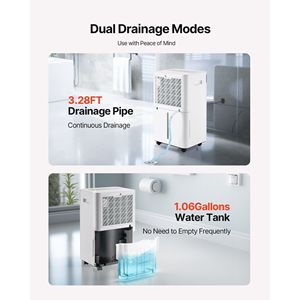 เครื่องลดความชื้นอัจฉริยะ 52 ไพน์ต สำหรับบ้าน ห้องใต้ดิน ใช้ในเชิงพาณิชย์และอุตสาหกรรม เสียงเบา ควบคุมความชื้นอัจฉริยะ พร้อมท่อระบายน้ำ - Product Image 6
