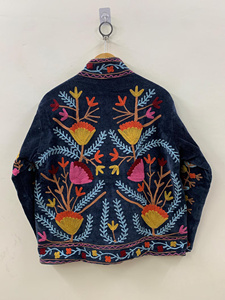 Bohemian Velvet Suzani Jacket Embroidered Jacket Oversize Winter Jacket Uzbek <b>Duster</b> Style Handmade Jacket Gift for Her - Product Image 3