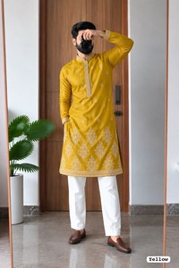 Premium <b>Men</b>’s Royal Silk Heavy Embroidery <b>Kurta</b> Pajama Set – Boutique Finish Festive Wear - Product Image 3