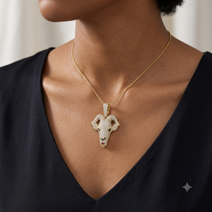 Unisex Iced Goat Animal Face Fine Jewelry <b>Pendant</b> Charms Natural Diamond Necklace Custom 925 Silver <b>Gold</b> plated Hip Hop Jewelry - Product Image 2