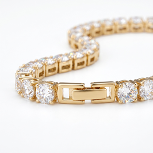 Bracelet chaîne tennis plaqué or avec zircons cubiques carrés étincelants en argent pour femmes et jeunes filles – Bijoux de mode en gros - Product Image 5
