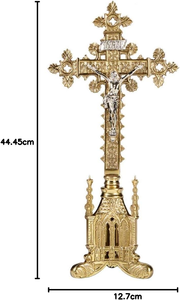 Messing San Pietro Altar-Kruzifix Katholische Kirche Kreuz Religiöses Altarkreuz Statue Kapelle Kirchendekoration Gebetsraum-Dekoration - Product Image 5