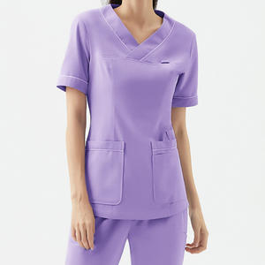 Uniforme Médico de Poliéster, Spandex y Rayón para Hospital, Yoga, Enfermería, Material para Hombre, Corte Ajustado, Azul Claro - Product Image 5