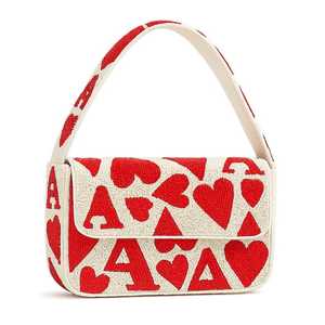 Bolso de Hombro Artesanal de Cuentas Rojas y Blancas a Cuadros y As de Corazones, Directo de Fábrica, con Diseño Exclusivo - Product Image 2