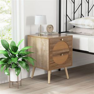 Set di 2 Comodini in Legno di Noce Stile Bohémien, 54,61 cm, Legno di Pino Naturale, Capacità 88 Libbre - Product Image 6