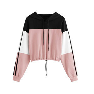 Sudadera con Capucha Corta de Alta Calidad para Mujer, Manga Larga, Suave, con Bloques de Color, Sudadera con Capucha Corta para Invierno - Product Image 1