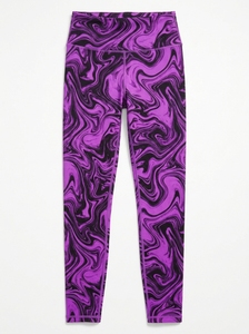Leggings de sport pour femme taille haute, sans couture, tricotés, respirants, imprimés, extensibles, motif marbre violet, longueur intégrale, pour yoga, gym et fitness - Product Image 4