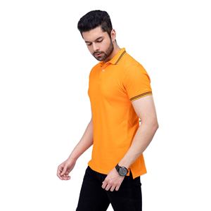 Men's <b>Orange</b> Solid Color Short Sleeve Knitted <b>Polo</b> Shirt Casual Style Regular Fit Wholesale Uniform T-Shirts - Product Image 4