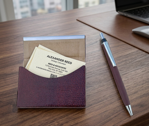 Juego de Regalo Empresarial de Lujo con Tarjetero de Cuero Genuino Marrón y Bolígrafo Metálico con Logotipo Personalizado al Mejor Precio - Product Image 2