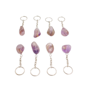Porte-clés en cristal de haute qualité, améthyste roulée, pierre naturelle, cadeaux pour femmes, vente en gros - Product Image 2