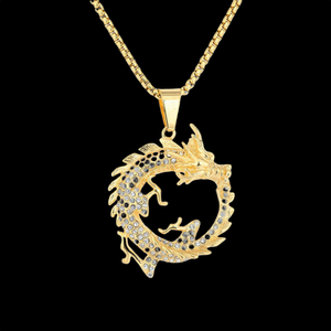 Jewelux Diamond Dragon Pendant With <b>Crystal</b> Rhinestones 22K Gold Plated Luxury Unisex Everyday Wear Themed <b>Animal</b> Shape For Sale - Product Image 6
