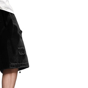 Shorts de Mezclilla Negros Desgastados para Mujer, Cintura Alta, Corte Regular, Estilo Cargo, Casuales, de Verano, Impermeables, Resistentes al Viento, de Secado Rápido - Product Image 2