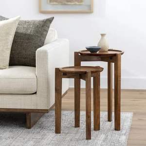 Mesa auxiliar de madera natural hecha a mano diseñada para complementar temáticas interiores modernas, rústicas y vintage con una funcionalidad versátil. - Product Image 5