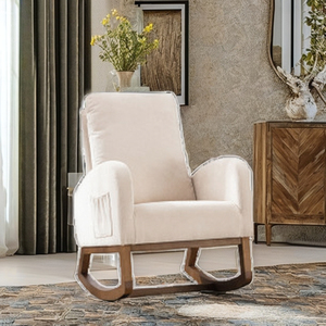 Modern Leisure Home Life Upholstered Reclining Rocking Sofa Chair with Wood Frame for Living Room and Home Office - Product Image 1