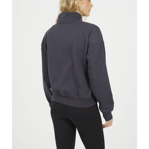 Sudadera de algodón ligera de manga larga con cuello alto y cremallera 1/4 para mujer, bordado personalizado, estilo deportivo oversize - Product Image 5